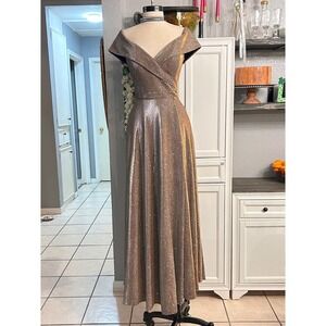 XSCAPE Off the Shoulder Gown Sparkly Gown Size 4/6 High Slit Formal Party